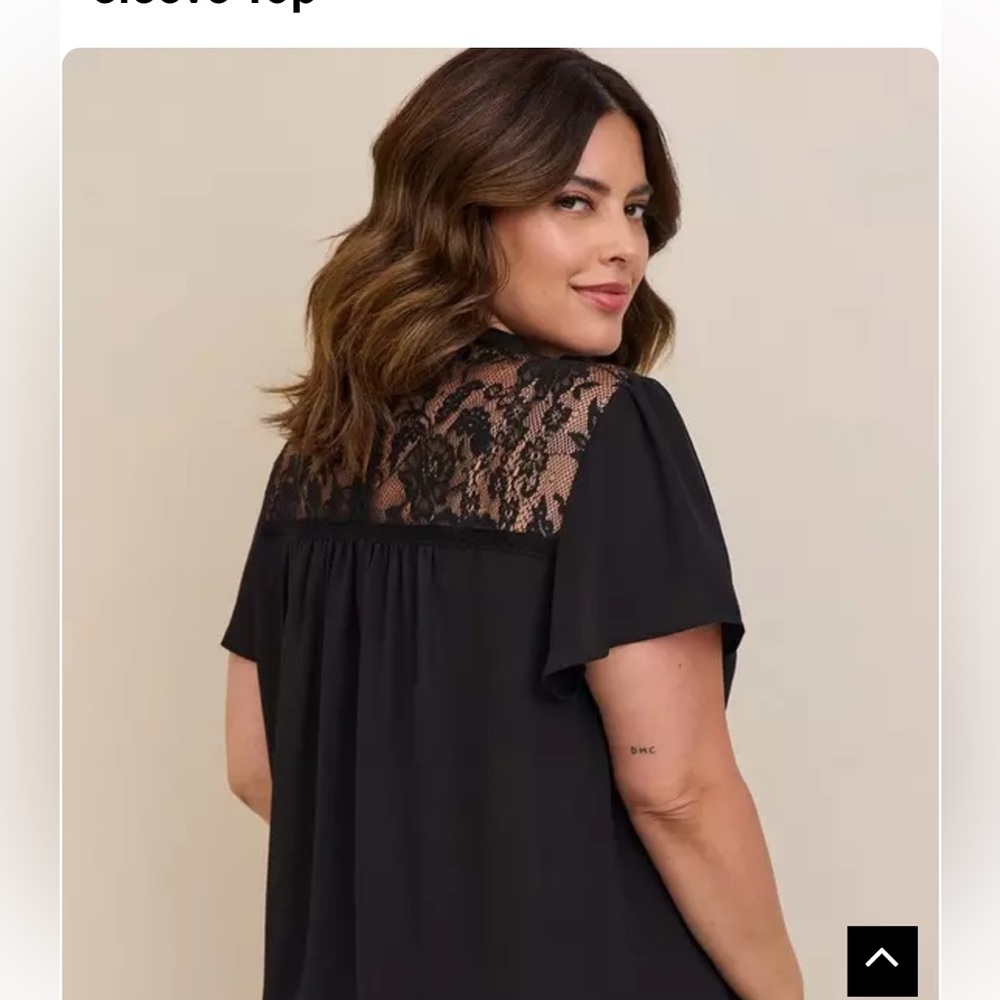 Torrid Black Lace Career Office Whimsygoth Plus Size Flutter Sleeve 2X - Picture 3 of 11